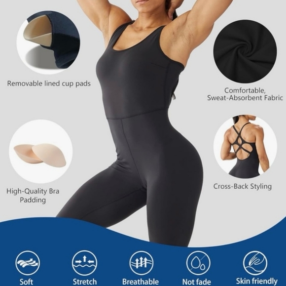 Lovesoft Yoga Workout Backless Bodysuit Dance Unitard Jumpsuit Gym Black XXL - Picture 3 of 13